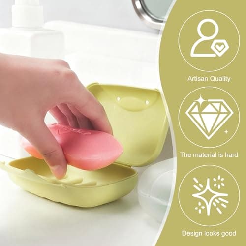 Travel Soap Case, 4Pcs Soap Dish with Lid, Closable Soap Holder Portable Soap Dish for Shower Travel Hiking Bathroom School Gym and Camp(Green/Blue/Pink/Rose Red) — view 6