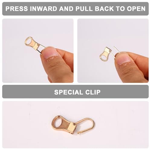 SAVITA 6pcs Detachable Zipper Pulls, Metal Zipper Puller Tab Replacement Fixer Repair Kit for Clothing Jackets Pants Coat Suitcase Bags Backpacks Luggage Purses (Gold) — view 4