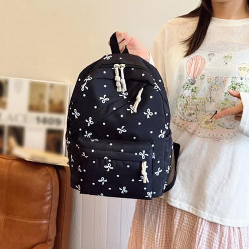Black School Bag for Girls Boys Kawaii Bow Backpack with Lunch Bag Pencil Case 3PCS Set Coquette Style Daypack for Teens Primary Secondary Middle School Kids Outdoor Activities Hiking Daypack Age 6-18 — view 4