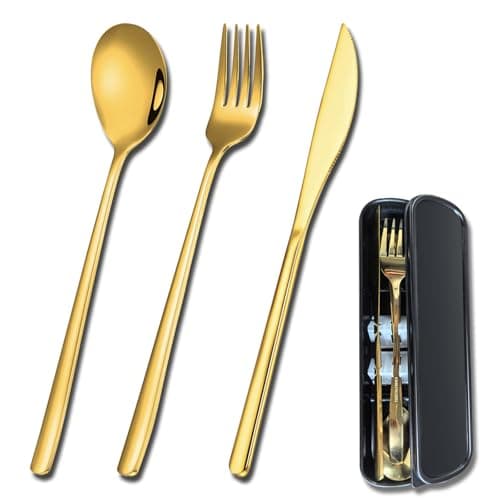 YUDANSI Stainless Steel Camping Cutlery Sets, 3pc Travel Cutlery Set