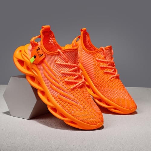 VGPSFN Mens Trainers Running Walking Shoes Sport Outdoor Casual Tennis Gym Hiking Shoes Lightweight Comfortable Fitness Sneakers for Men Fashion Work Athletic Jogging Orange UK 10.0 — view 2
