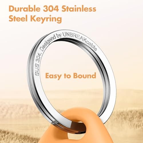 UNBREAKcable 360° Protective Case for AirTag (1st & 2nd Generation) [4 Pack], TPU Full Cover Keyring Holder with 304 Stainless Steel Keychain, Scratch-Resistant Design for Keys, Bags, Luggage — view 6