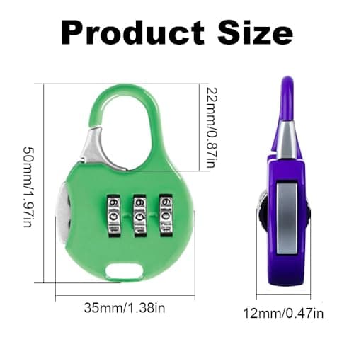 4 PCS Combinations Code Lock, 3 Digit Security Padlocks Zinc Alloy Luggage Number Locks for Lockers, Cabinets and Suitcases (Purple) — view 2