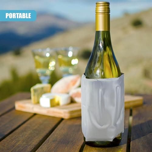 GEEZY Flexible Ice Pack for Wine & Champagne Bottles – Silver, Fits Various Sizes, Reusable with Hook-and-Loop Fastener Strap – Cooler Sleeve for Bottles & Cans – Great for Travel, Picnic, Cool Bag — view 5