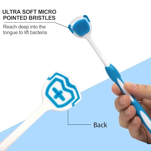 e Scraper and Brush for Adults, 5-Pack with Travel Case, Micro Bristle Tongue Cleaner (5 Colors) — view 6