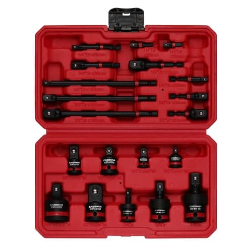 CASOMAN 20PCS 1/4" 3/8" 1/2" Drive Impact Socket Adapter Set, Includes Hex Shank Adapters & Reducers, CR-MO Universal Swivel Socket — view 6