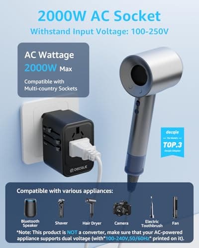 decqle Universal Travel Adapter for International Travel - EU UK US AU JP — view 2