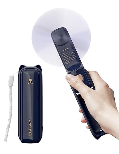 LETSCOL Handheld Mini Fan, 3 in 1 Hand Held Cooling Device, Portable and Personal with Power Bank & Flashlight, Foldable for Travel, Desk, Makeup (Blue)