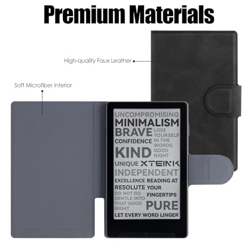 BOZHUORUI Magnetic Case for Xteink X4,PU Leather Slim Cover, Rock Black — view 3