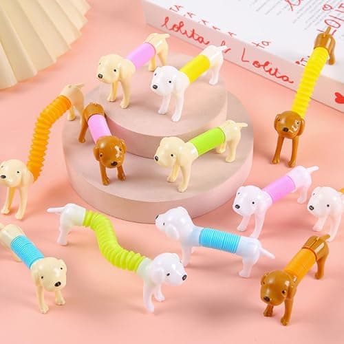 5Pcs Dog Pops Tube Sensory Toys, Telescopic Suction Fidget Toys for Autisms, Toddler Travel & Airplane Activities, Valentines Day Gifts for Kids Easter Basket Stuffers for Boy & Girl Random Color — view 6