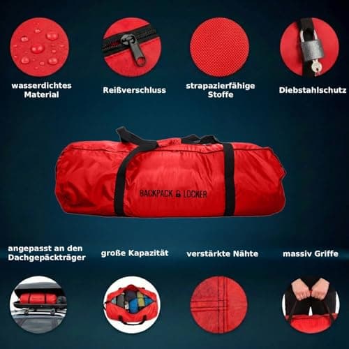 Backpack Locker - flight travel backpack/rucksack/bag transit cover - lockable (padlock included) duffel bag (Red, 45-55 Litres) — view 5