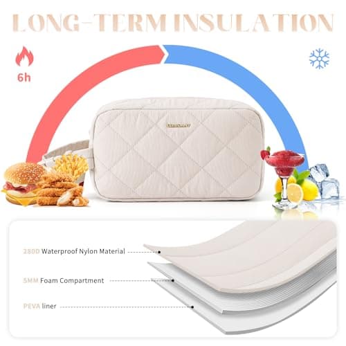 Cerbonny Small Cool Bag, Freezable Lunch Bag with Ice Packs, Beige — view 4