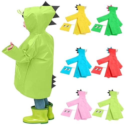 luoluoluo Toddler Boys Girls Dinosaur Raincoat UK Deals Hooded Rain Poncho Waterproof Rain Jacket Outwear Kids Raincoats Reusable Rainwear Outdoor Camping, Emergency Situations, Travel for 1-6 Years