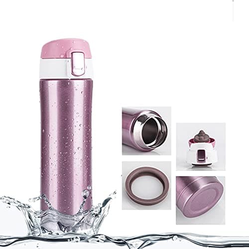 FAPPEN Double Walled Vacuum Flask Thermo, 500ml Stainless Steel Insulated Water Bottle, Flask for Hot and Cold Drinks, Travel Coffee Mug, Sports Water Bottle, Drinks Cup (Pink) — view 4