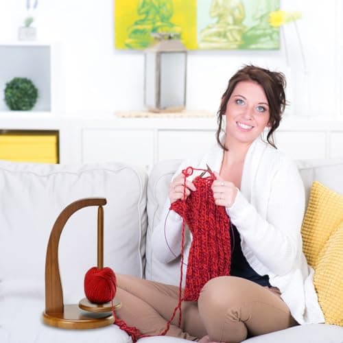 KULSUM Yarn Holder for Crochet Accessories - Wooden Yarn Spinner, Rotatable Magnetic Levitation Yarn Ball Storage, 2024 Wool Yarn Winder for Crocheting and Knitting Accessories Gifts (Log Color) — view 4
