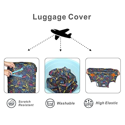 Explore Land Travel Luggage Cover Washable Suitcase Protector - Fits 18-22 Inch Luggage, Stamp S — view 4