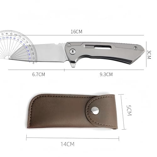 LINMOHERUI High-Carbon Steel Folding Pocket Tool, Men Cool Cutter 2.55'' Blade Folding EDC Gadgets, with Leather Storage Bag for Great Gift or Outdoor Camping — view 3