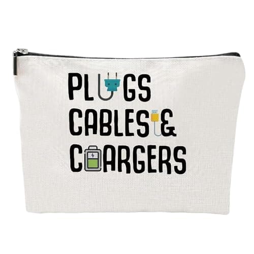 Charging Cable Organiser Bag, Chargers Organiser Bags with Zipper, Toiletry Pouch Gifts for Friends Daughter Son, 9.84×6.69in