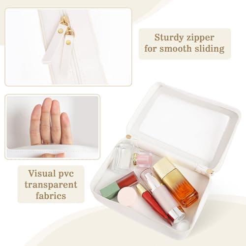 DAMILY Clear Makeup Bag Travel Toiletry Bags Cosmetic Pouch for Women Beige — view 3