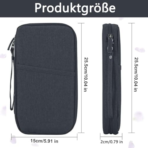 HSYTEK Passport Organiser with 8 Pockets, Waterproof Passport Cover, Travel Documents Organiser, Family Travel Organiser Documents for Flight Tickets, Money, Mobile Phone, Credit Cards, ID, Travel — view 3