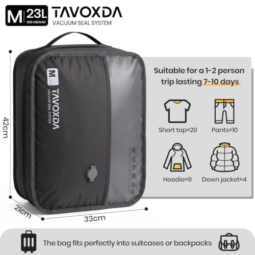 Tavoxda 23L Vacuum Bags for Travel with Wireless Electric Pump-1 Pack+Pump — view 2