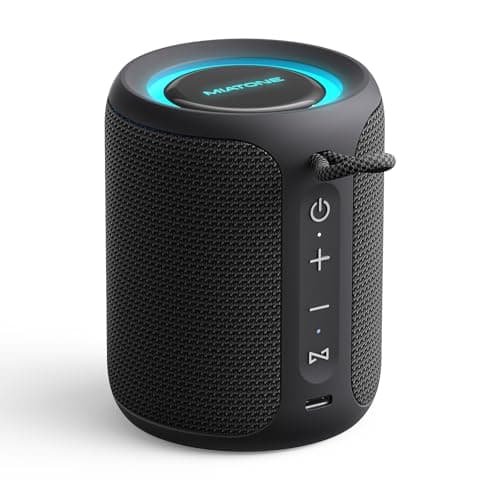 MIATONE Rush Pro Bluetooth Speaker, IPX7 Waterproof, 20W Deep Bass, 360° Sound, Switchable LED Light, Bluetooth Speaker TWS Compatible, Built-in Microphone, Bluetooth 5.4, Bath, Festival gifts (Black)