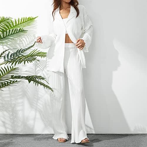 Geagodelia 2 Piece Summer Outfits Co Ord Sets for Women (White, M) — view 2
