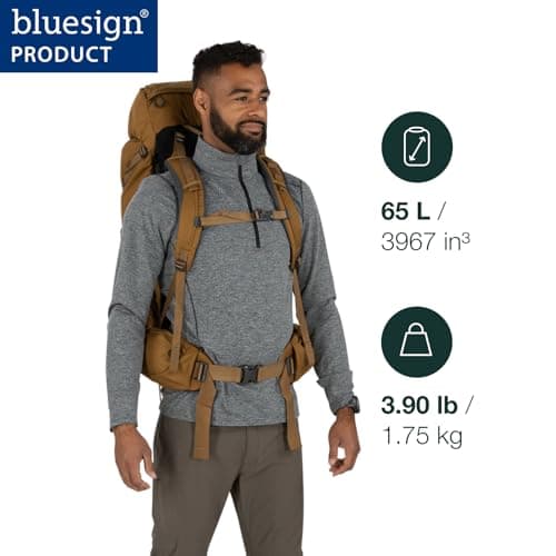 Osprey Rook Men's Backpacking Pack, 65L, Dark Charcoal/Silver Lining — view 2