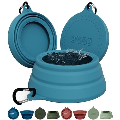 OHMO Non Spill Collapsible Dog Bowl, 700 ml, Peacock Blue