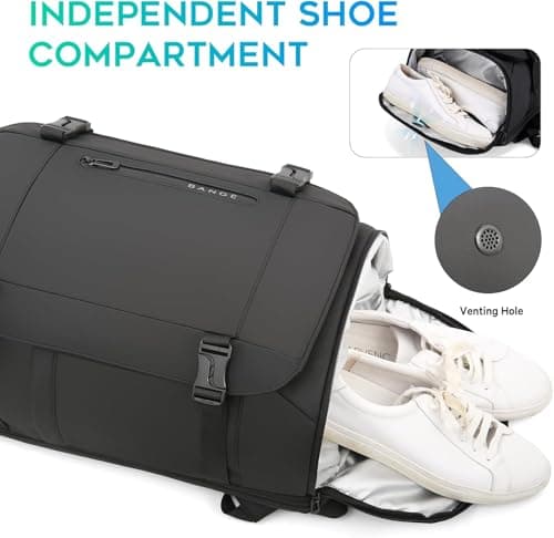 BG FUTURE AESTHETICS Travel Backpack with Shoe Compartment, Weekend Business Hand Luggage, Flight Approved Cabin Luggage, Lightweight and Waterproof for 15.6-17.3 Inch Laptop, Black, L, Business — view 5