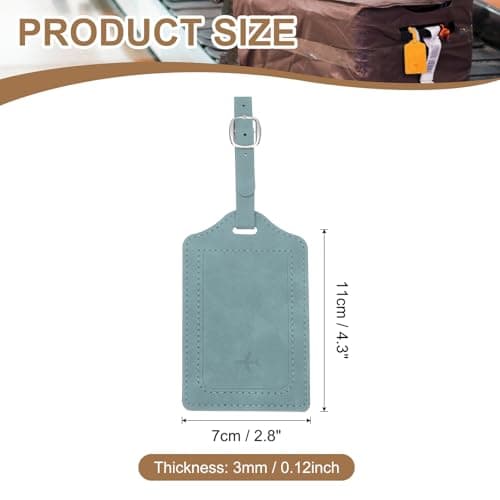 PATIKIL Suitcase Tags, Sky Blue Leather Luggage Name Tags Travel Accessories Airplane Essentials with Private Protection for Flying Hotel Check in Luggage Bags Men Women, 1 Pcs — view 2