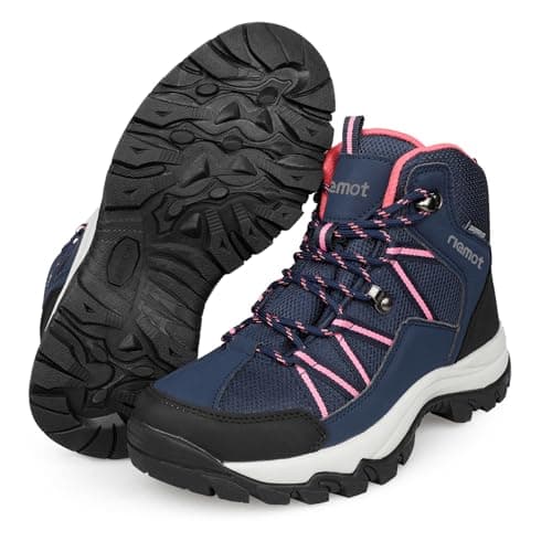 riemot Women's Walking Boots, Lightweight Hiking Footwear with Water-Resistant Upper, Rubber Grip Sole, Breathable Lace-Up Outdoor Shoes for Walking, Hiking and Travel, Navy, UK 5 — view 2
