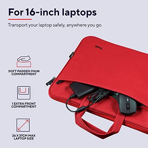 Trust Bologna Slim Laptop Bag 16 Inch with Shoulder Strap, Red — view 5