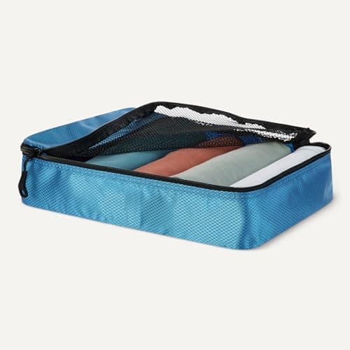 Amazon Essentials 4-Piece Packing Cubes Travel Accessories Set, Luggage Organiser with Double Zip, Mesh Top, 100% Polyester, Small/Medium/Large/Slim, Sky Blue (Previously Amazon Basics) — view 3