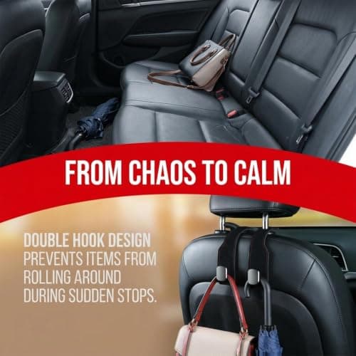 2Pcs Leather Car Seat Headrest Hooks - Organiser Suitable for Bags, Purses — view 5