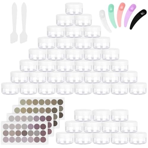 BELICOO 48 PCS Empty Plastic Cosmetic Jars, 10ml Travel Pots for Toiletries