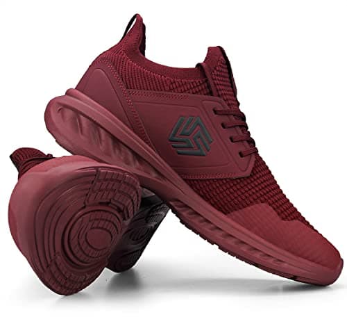 Giniros Mens Trainers Mesh Lightweight Sport Casual Gym Wine Red 8 — view 6