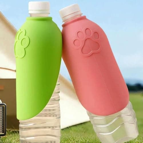 2 PCS Dog Travel Water Bottle Adapter, Leakproof Foldable Leaf Pet Dispenser Cap,BPA-free, Dog Water Bottles for Walking,Outdoor,Travel,Hiking (Green) — view 4