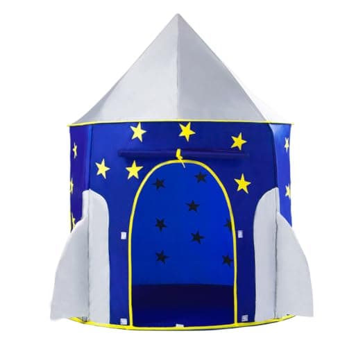 Rocket Ship Kids Play Tent, Astronaut Themed Pop Up Playhouse, Indoor Space Exploration Tent, Birthday Gift for Boys and Girls