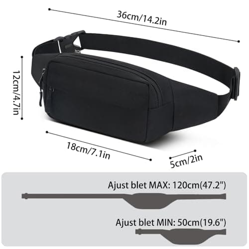 Bumbags Waist Fanny Packs for Men Women Fashion Bum Bag with Adjustable Belt for Sport Running Hiking Travel Cycling Walking Dog Boys Ladies (Black) — view 4