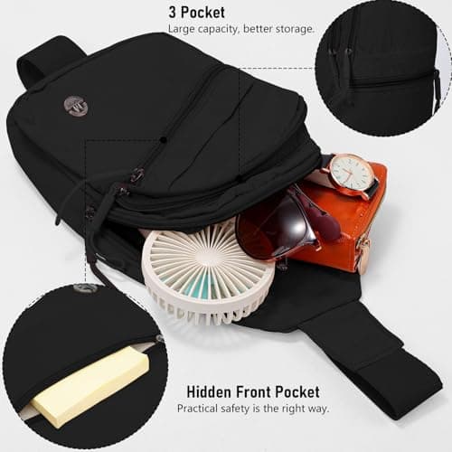 Mayoii Foldie Cross Body Bag Women Water-resistant Sling Bag Women with Wide Strap,Lightweight Foldie Travel Bag Cross Body,Multi-Pocket Crossbody Bags for Women (C-Black, One Size) — view 3