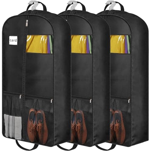 8" Gusseted Heavy Duty Garment Bags for Travel 43" Suit Bags for Closet Storage Hanging Clothes Bag with Pockets Mens Suit Holder for Shirts, Coats, Dresses, 3 Pack