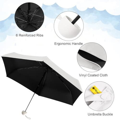 FWHFNB Travel Umbrella, Travel Mini Umbrella, Pocket Umbrella, UV Umbrella, UPF 50+, Portable Lightweight Compact, with Storage Box, for Men and Women (Dark Green) — view 3