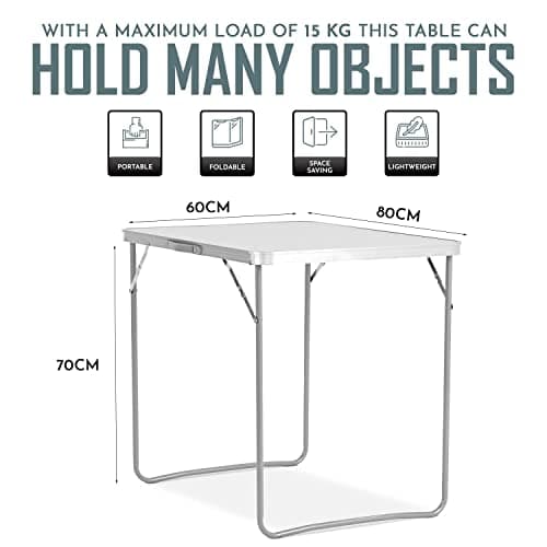 SA Products Utility - Portable Foldable Table for Camping, Party & Picnic - Lightweight Small Folding Sturdy Outdoor Patio Furniture with Aluminium Frame - 2.3 Feet — view 2