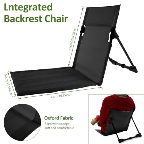 Folding Beach Chair, Lightweight Camping Chair with Storage Bag, Portable Foldable Garden Chairs Outdoor Sun Lounger Seats, Deck Beach Chairs Mats for Camp Beach Picnic Fishing Barbecues Traveling — view 2