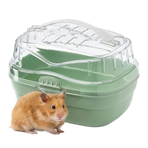 Ferplast Aladino Small Travel Cage for Hamsters and Other Rodents, Durable Plastic, Comfortable Handle, Secure Closure, 20x16x13.5cm, Green