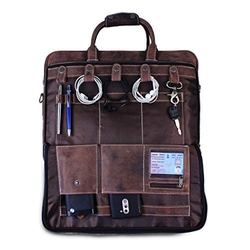 Leather Laptop Bag for Men – 18 Inch Messenger Bag with Padded Laptop Case — view 6