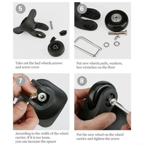 4Pcs 50mm Rubber Suitcase Replacement Wheels with Axles & Screws(50x18MM) — view 5
