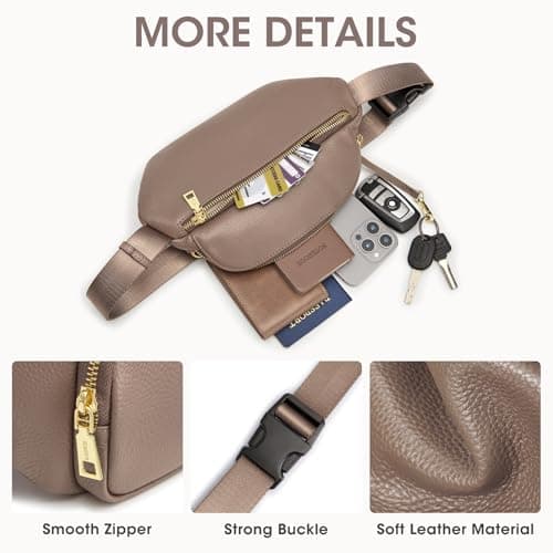 Kattee Leather Bum Bags Women,Small Antitheft Fanny Pack with RFID Blocking — view 6