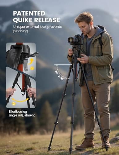 Lamicall 67inch Camera Tripod, [Rapid Leg Deployment] Camera Stand — view 3